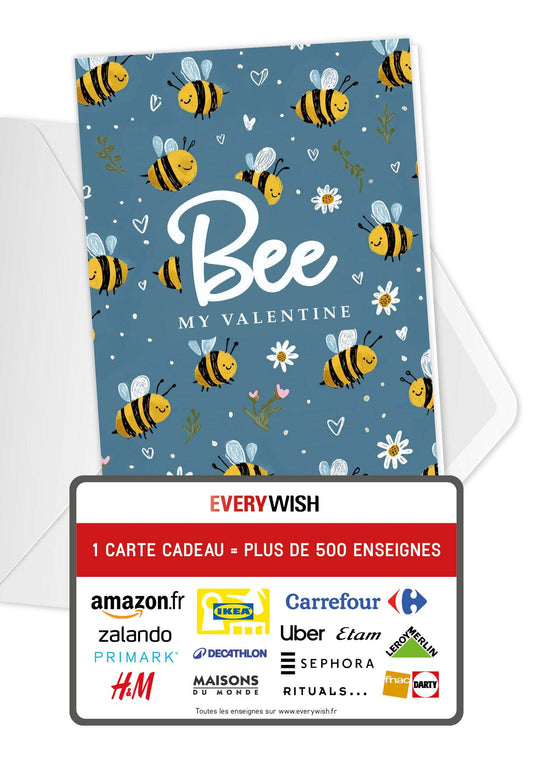 Bee my Valentine - Motif abeilles bleu