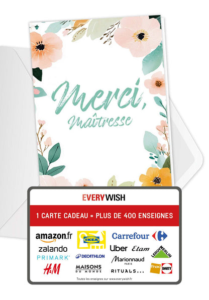 Merci maîtresse - Cadre à fleurs
