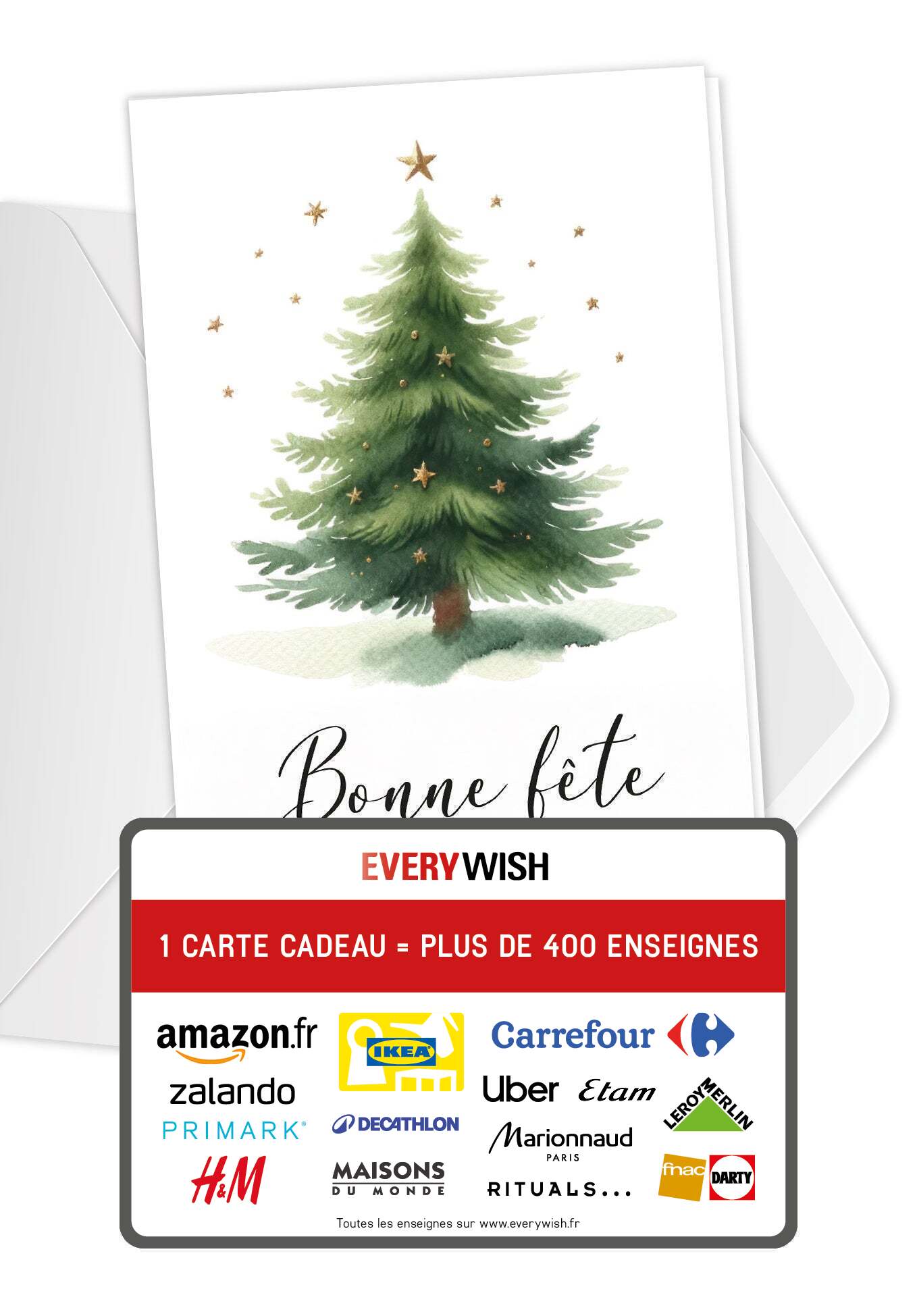 Bonne fête - Arbre de Noël Étoiles (Valeur du bon)