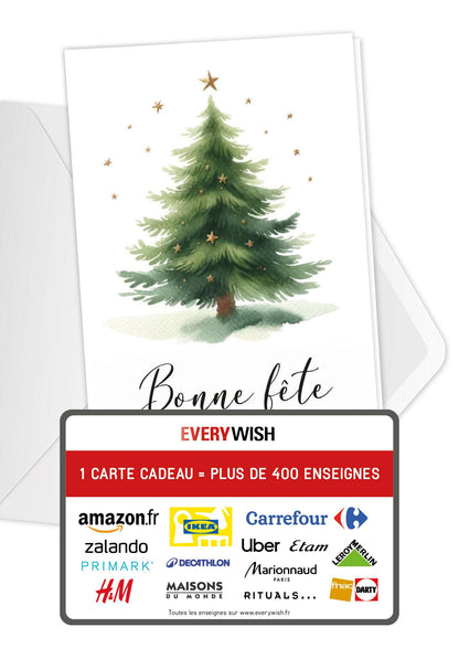 Bonne fête - Arbre de Noël Étoiles (Valeur du bon)
