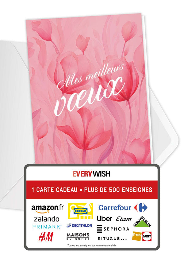 Mes meilleurs vœux - Fleurs roses