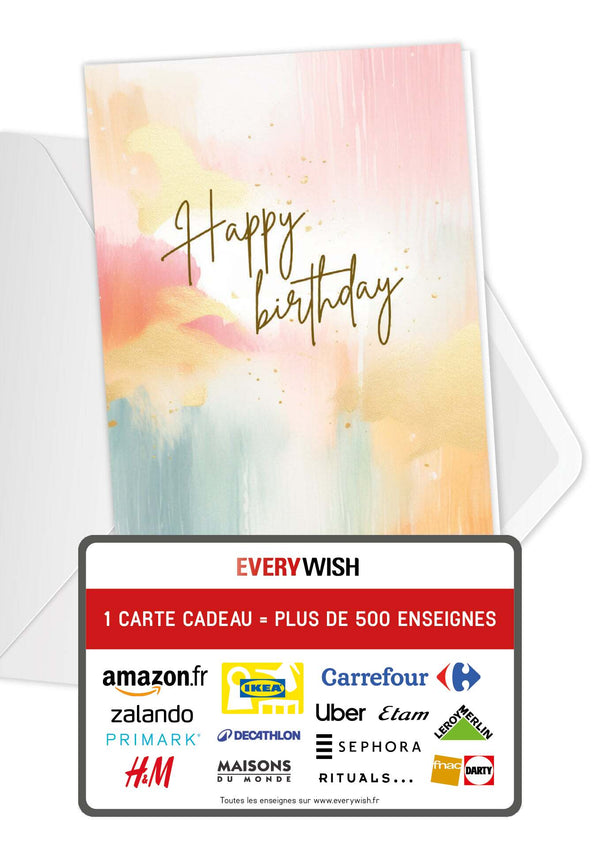 Happy Birthday - Aquarelle colorée