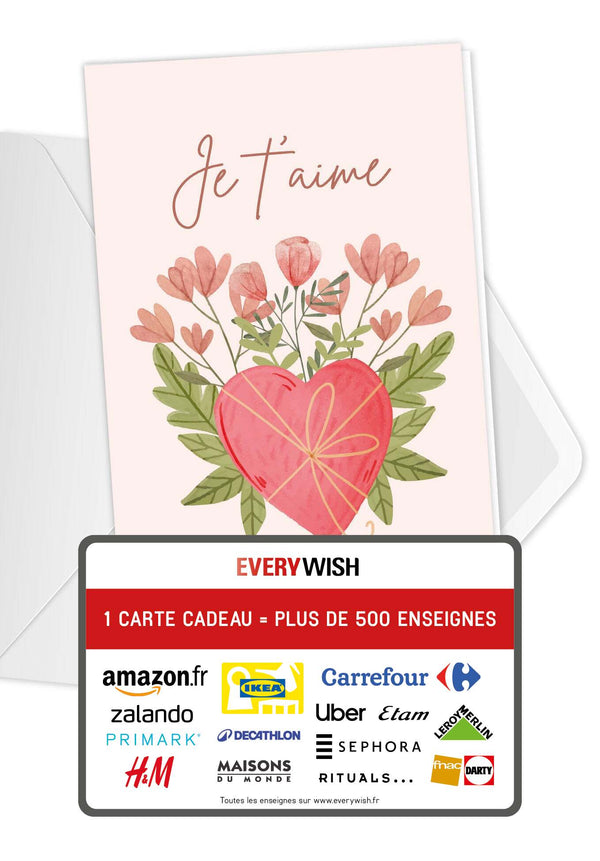Je t'aime - Cœur avec fleurs