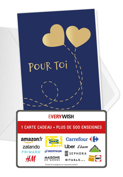 Pour Toi - Coeurs bleu or (Valeur du bon)