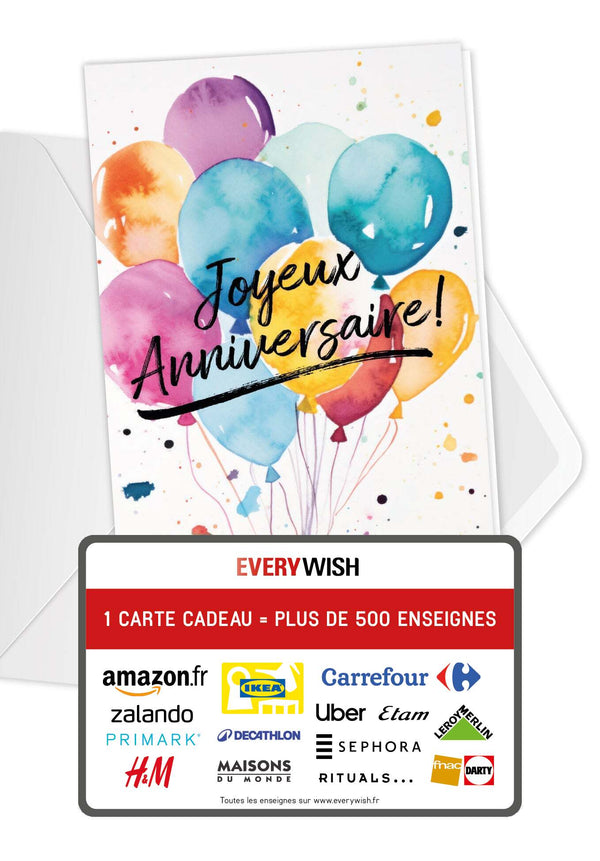Joyeux anniversaire - Ballons Aquarelle