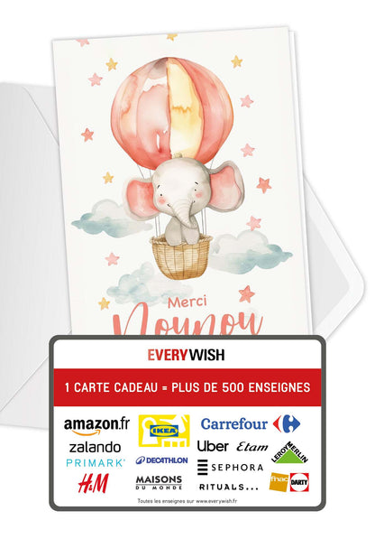 Merci nounou - Éléphant (Valeur du bon)