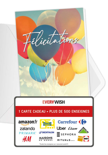 Félicitations - Ballons colorés (Valeur du bon)