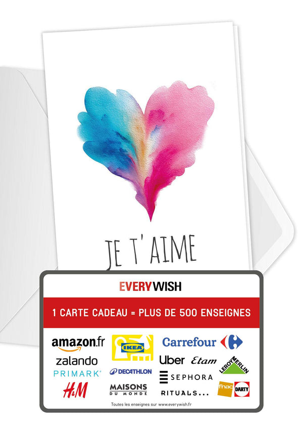 Je t'aime - Cœur bleu-rose