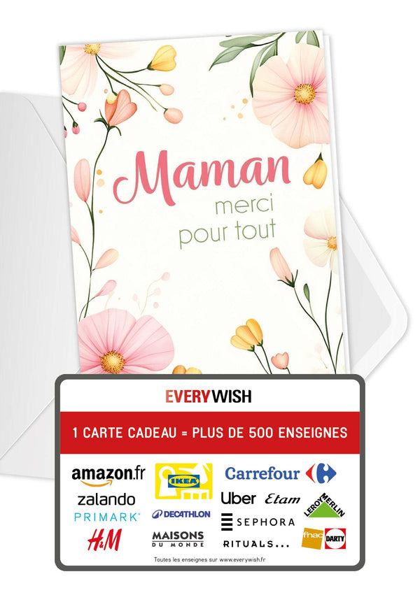 Maman merci pour tout  - Cadre à fleurs
