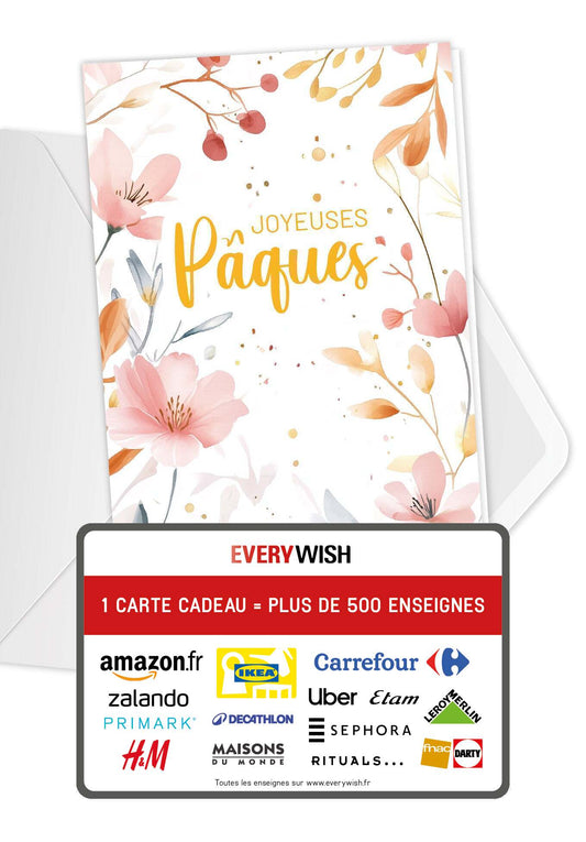 Joyeuses Pâques - Fleurs aquarelles roses