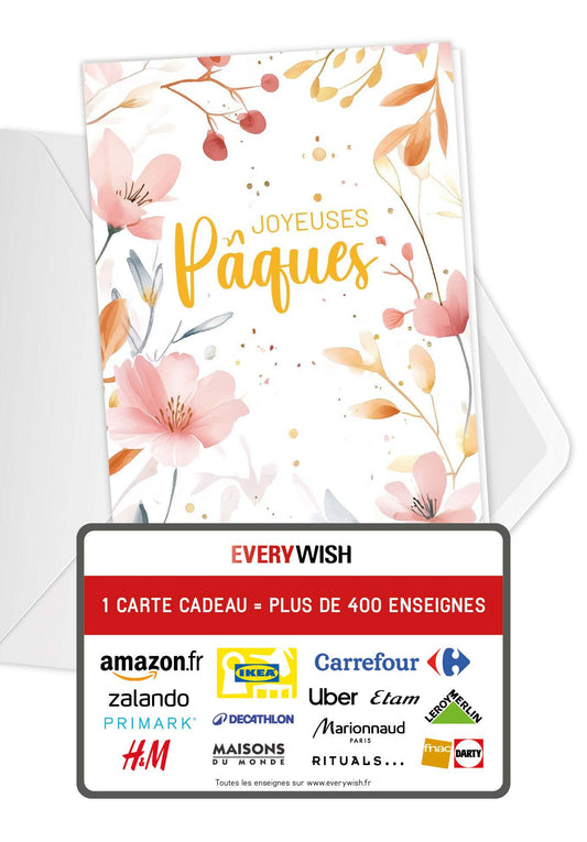 Joyeuses Pâques - Fleurs aquarelles roses