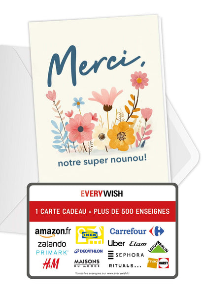 Merci nounou - Fleurs colorées