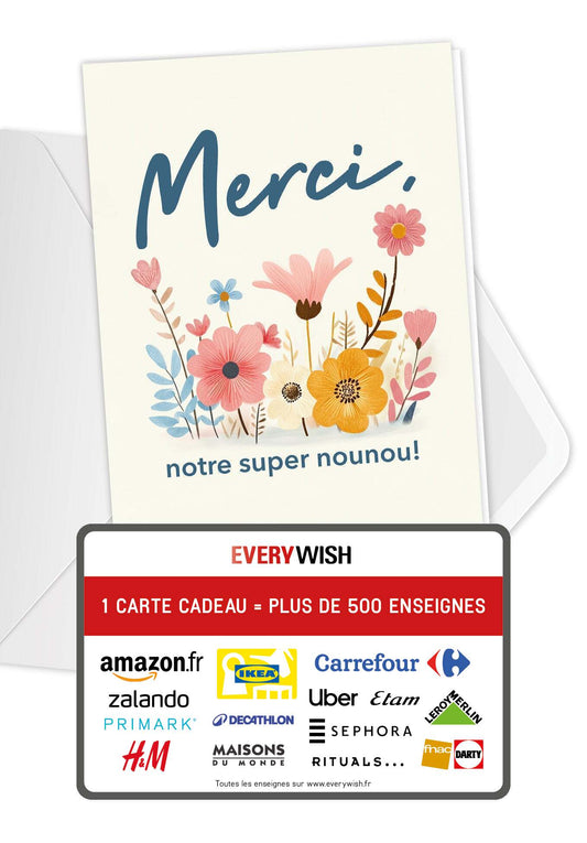 Merci nounou - Fleurs colorées