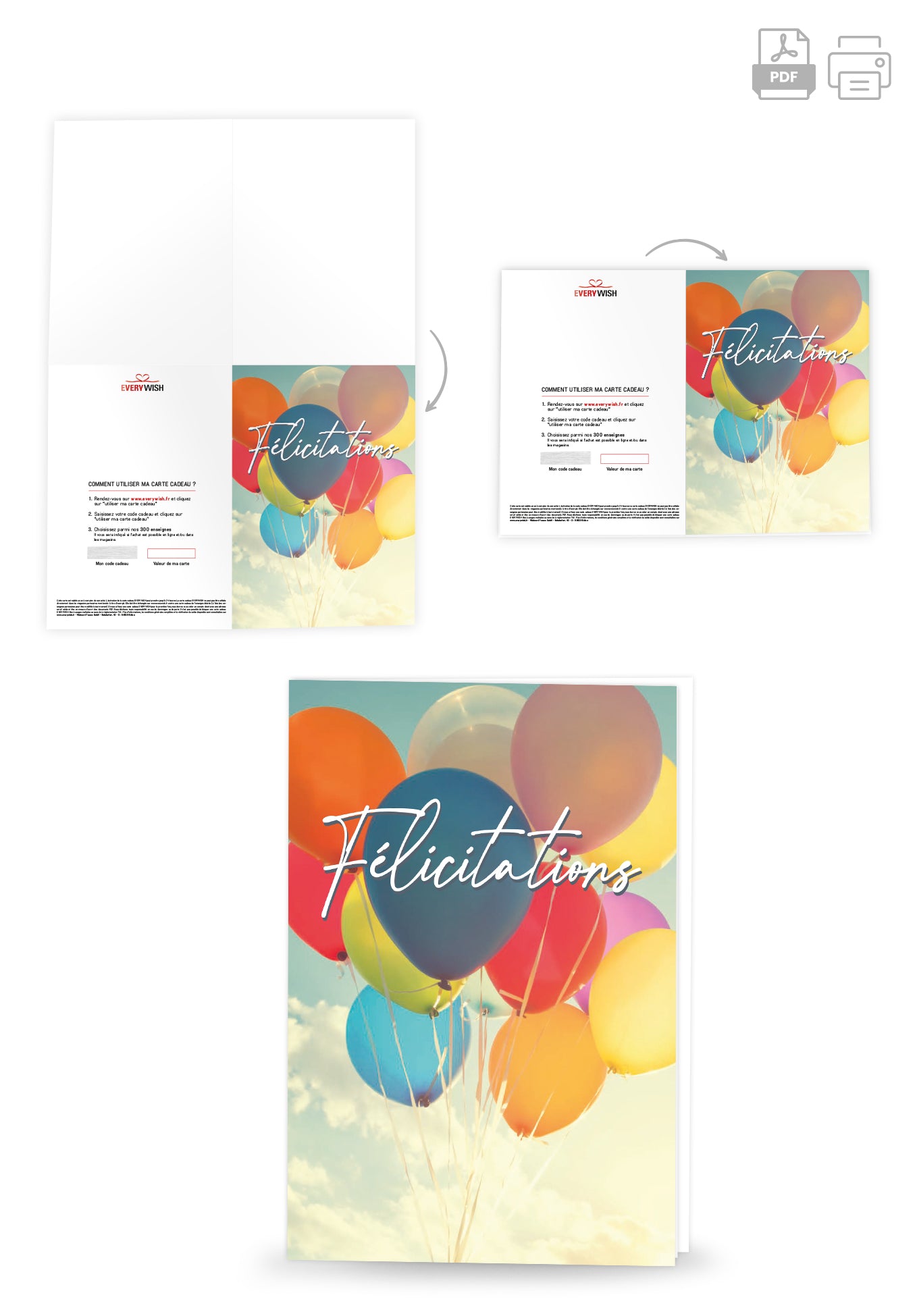 Félicitations - Ballons colorés (Valeur du bon)