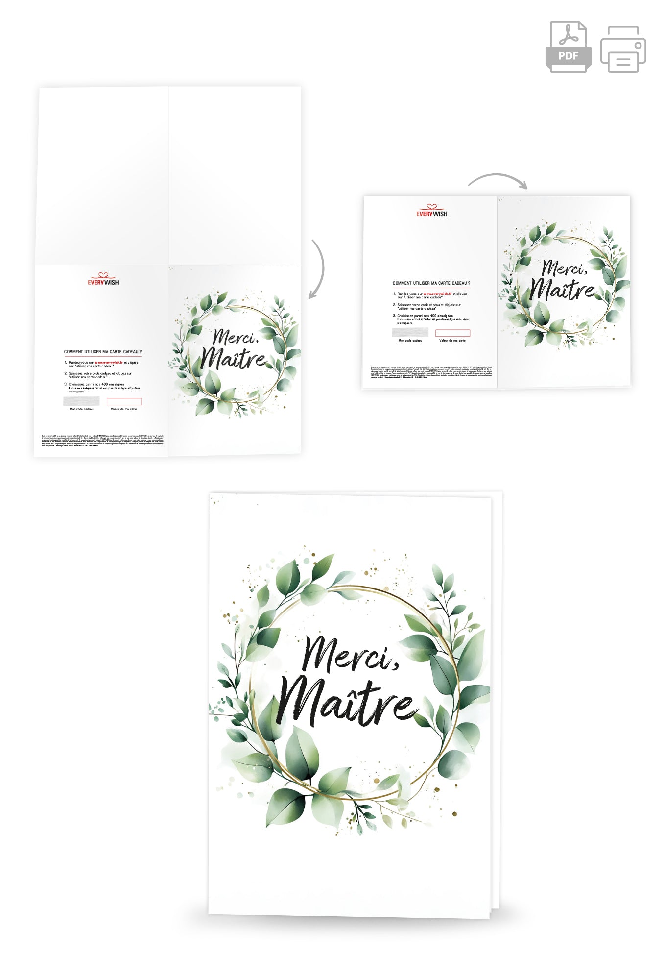 Merci maître - Couronne de feuilles (Valeur du bon)