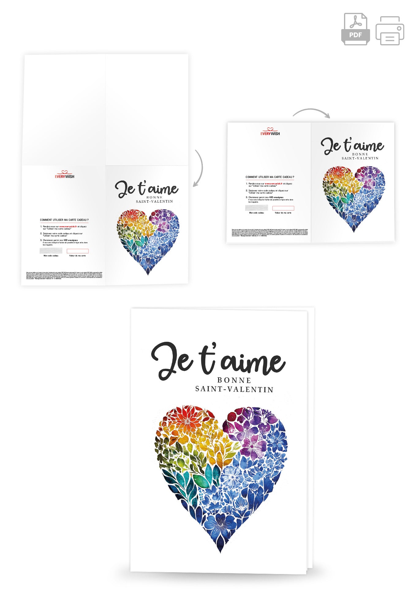 Je t'aime - Cœur coloré