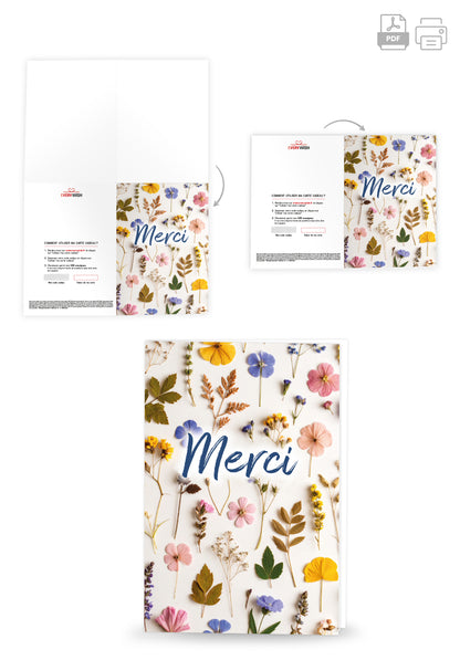 Merci - Fleurs séchées multicolores (Valeur du bon)