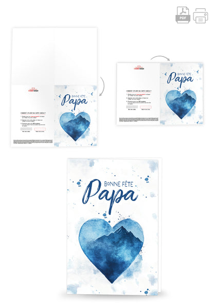 Bonne fête Papa - Cœur aquarelle bleu