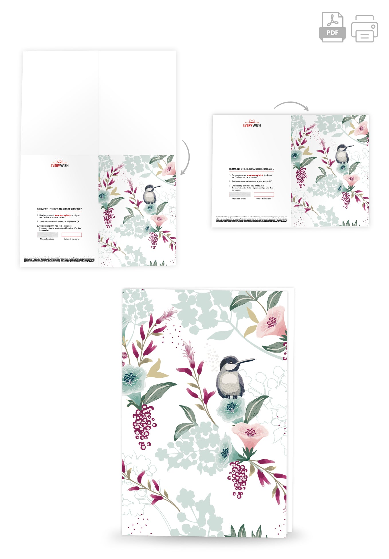 Oiseau sur fleur (Valeur du bon)