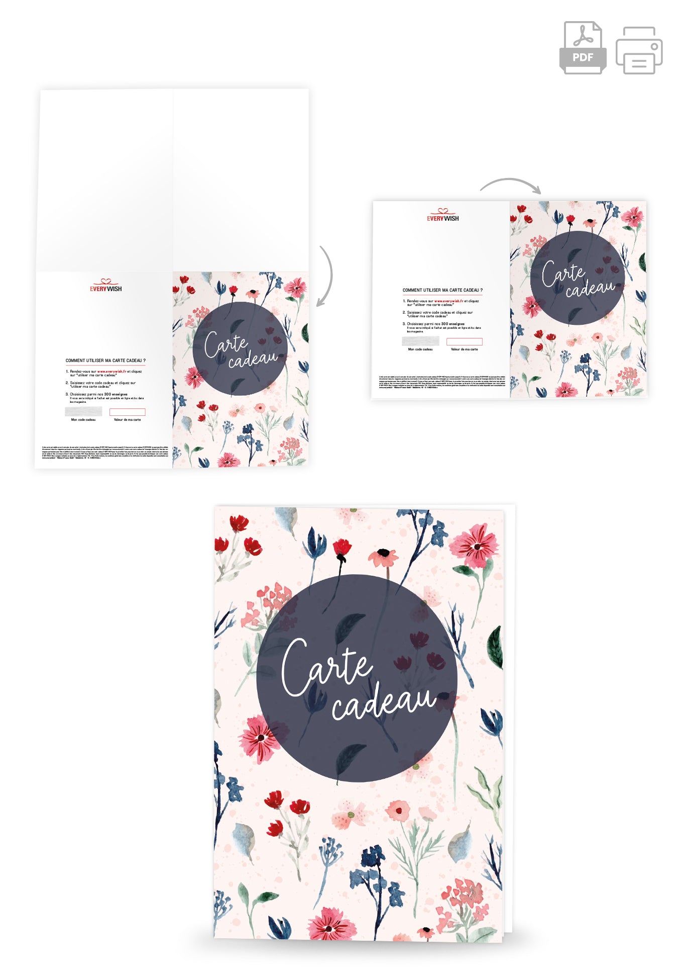 Carte Cadeau - Fleurs Bleu (Valeur du bon)