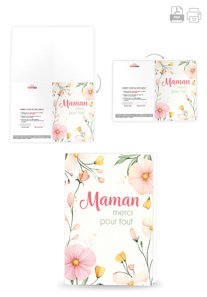 Maman merci pour tout  - Cadre à fleurs