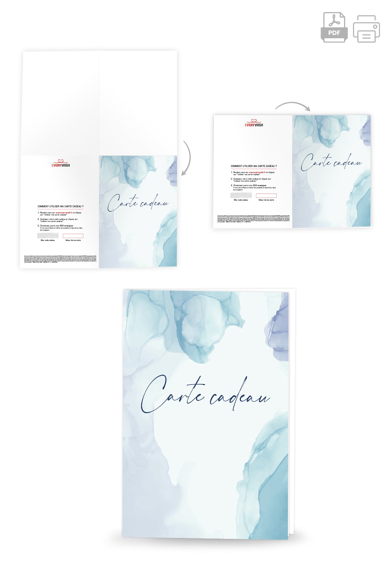 Carte Cadeau - Aquarelle Bleu
