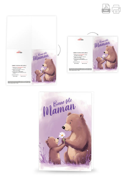 Bonne fête Maman - Ours violet