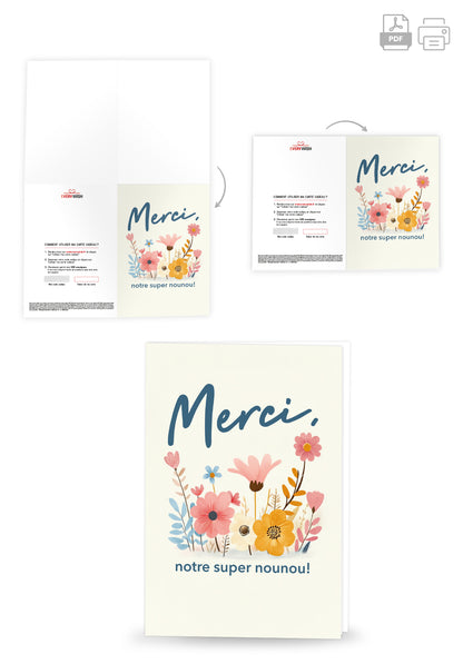 Merci nounou - Fleurs colorées