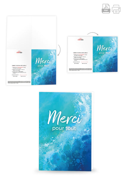 Merci pour tout - Vagues bleues (Valeur du bon)