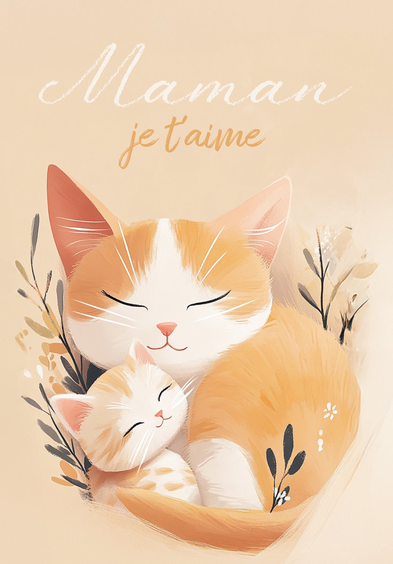 Maman je t'aime - Chat orange